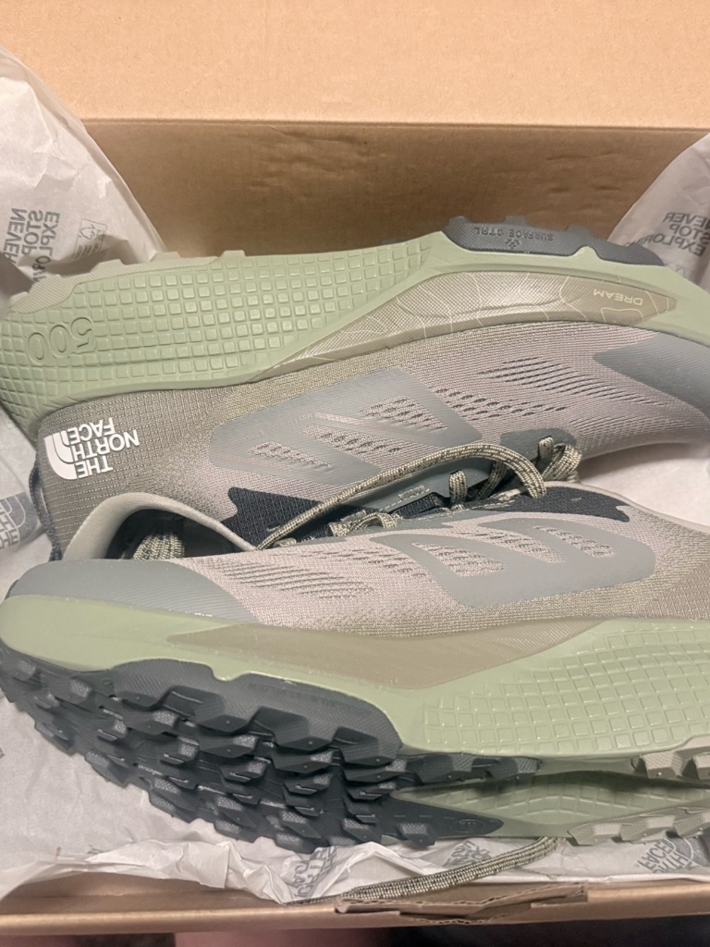The North Face ALTAMESA 500 - Men’s Light Gray and Sage Green Trail Sneakers